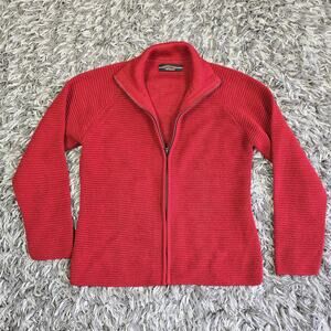 Millmas Sweater Womens Small Red 100% Baby Alpaca Full Zip Ribbed Knit Cardigan